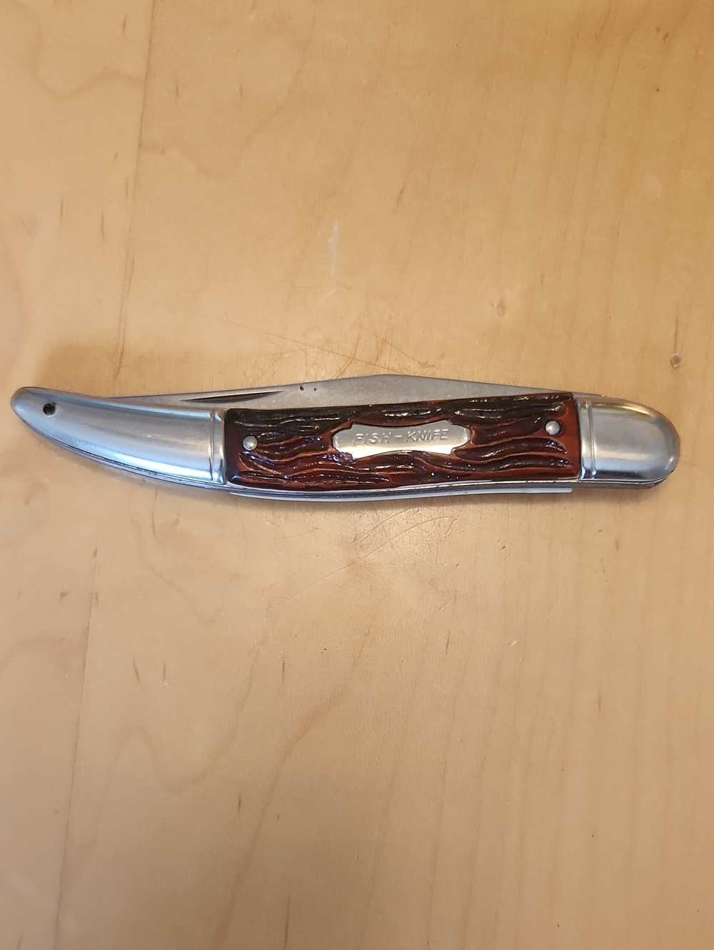 Vintage Men's Fish Brown Stainless Steel Folding Pocket Knife